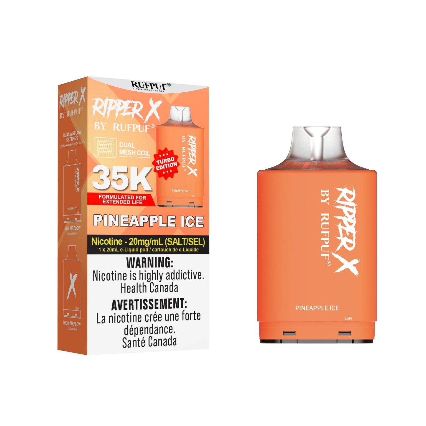 Pod de remplacement Gcore Rufpuf Ripper X 20 ml 20 000 ou 25 000 bouffées niveau X