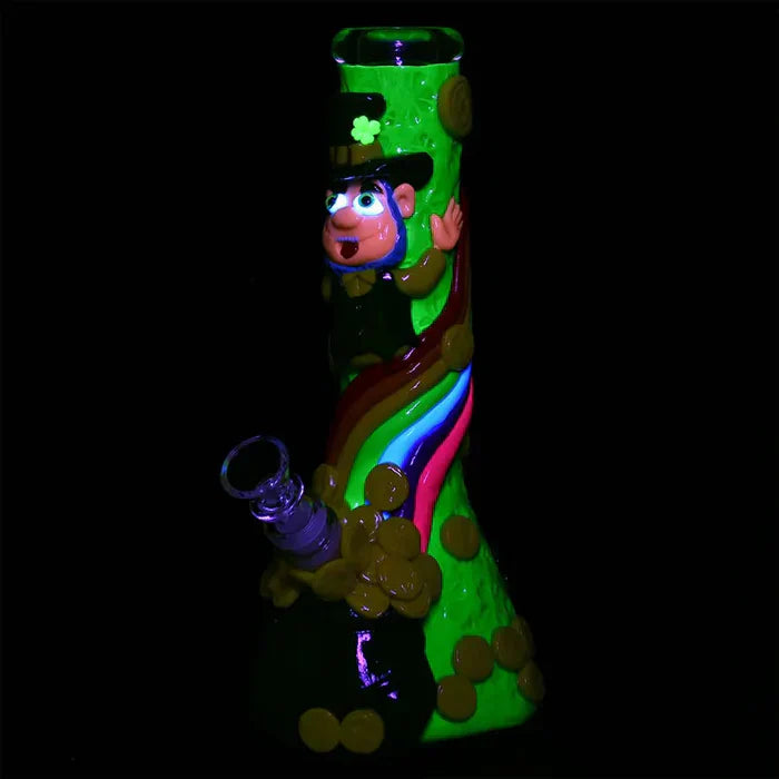 St. Patrick's Day - 10" Pot of Gold Glow in the Dark Beaker Water Pipe