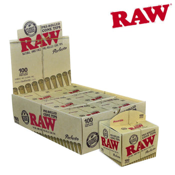 RAW Perfecto Conical Pre-Rolled Cone Tips 100 Pc