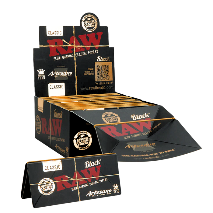 RAW - Black Artesano KS Slim Papers w/ Tips
