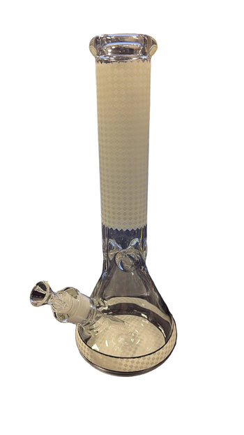 15" Grid Pattern Glow in the Dark Beaker Bong