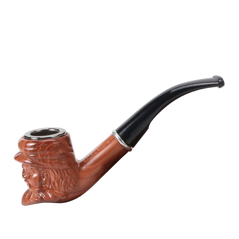 5″ Old Man Head Style Brown Resin Tobacco Pipe