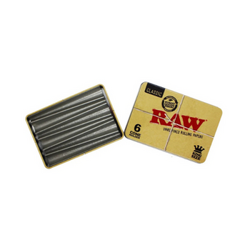 Raw Tin Case for 6 King Size Pre Rolled Cones