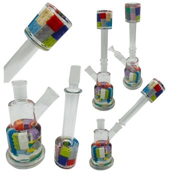 14" 2-Way Blocks Straight Glass Bong