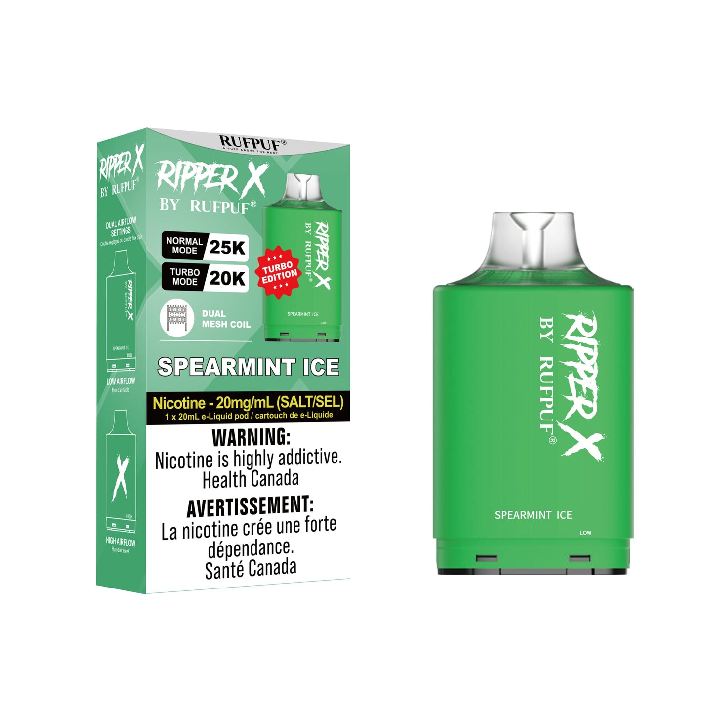 Pod de remplacement Gcore Rufpuf Ripper X 20 ml 20 000 ou 25 000 bouffées niveau X