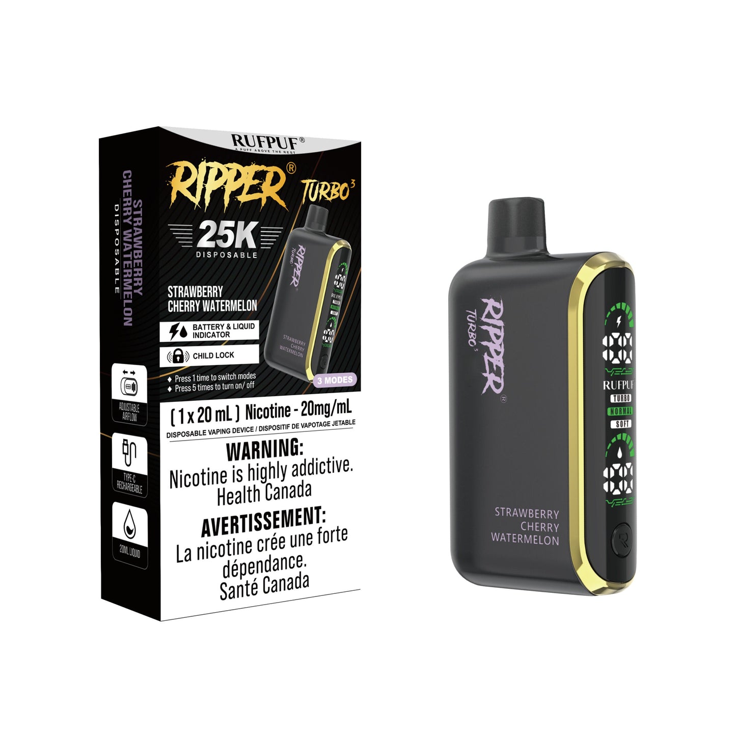 GCore Ripper T3 25k Puff Vape jetable 20 ml