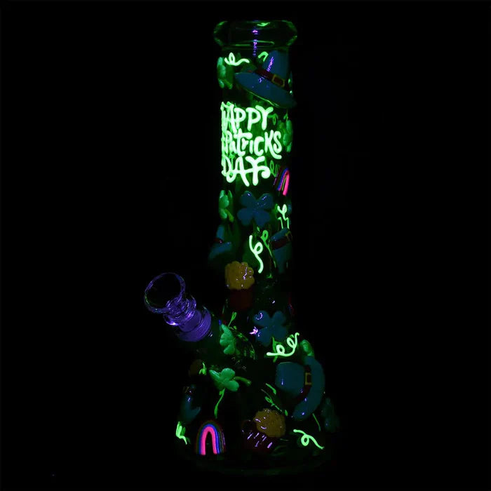 St. Patrick's Day - 10" Glow in the Dark Beaker Water Pipe