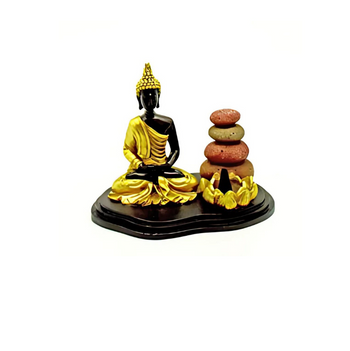 5" Sitting Buddha & Cairns Dual Incense Burner
