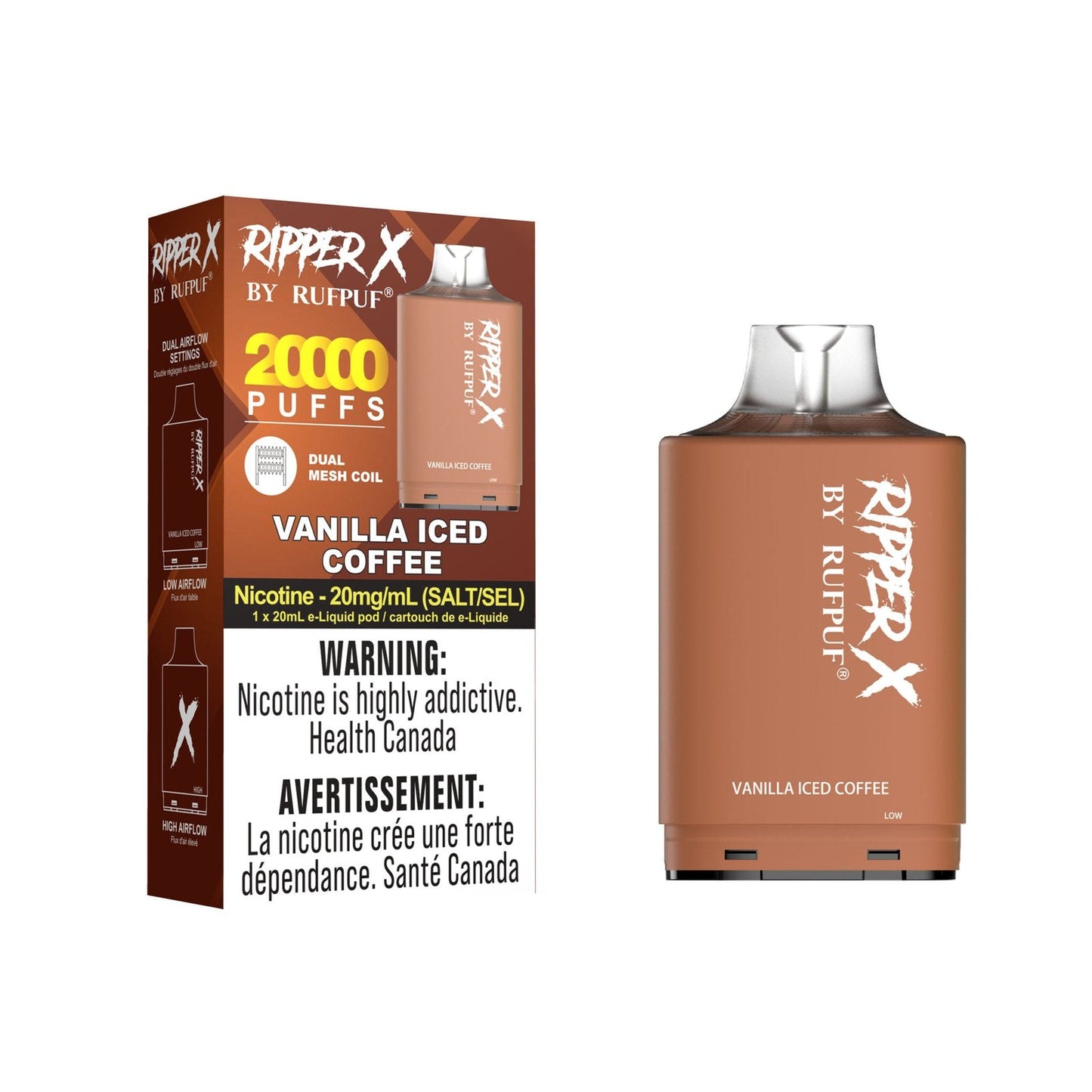 Pod de remplacement Gcore Rufpuf Ripper X 20 ml 20 000 ou 25 000 bouffées niveau X