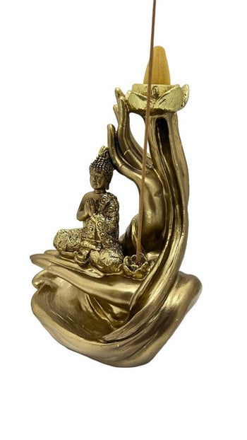 ZenN - Buddha Hand with Lotus Backflow Incense Burner 4.3x3.5x5.5”