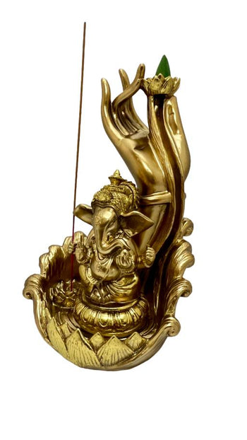 ZenN - Ganesha Hand with Lotus Backflow Incense Burner 5.7x4.1x8.9”