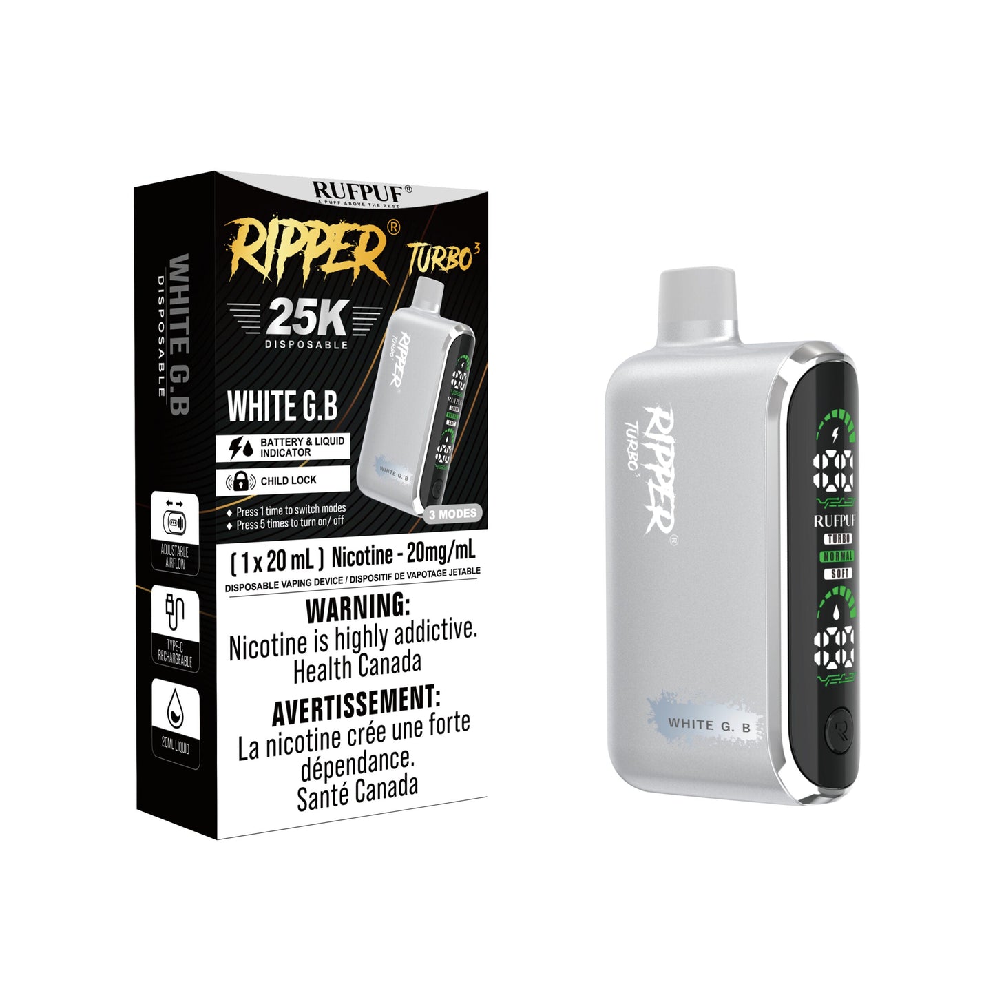 GCore Ripper T3 25k Puff Vape jetable 20 ml