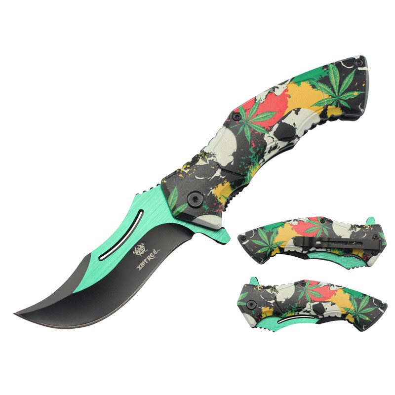 Xtreme - 8.07″ Kush Skull Foldable Pocket Knife