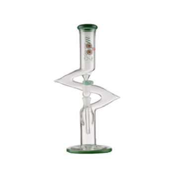 15″ Zig Zag Glass Bong - Green A