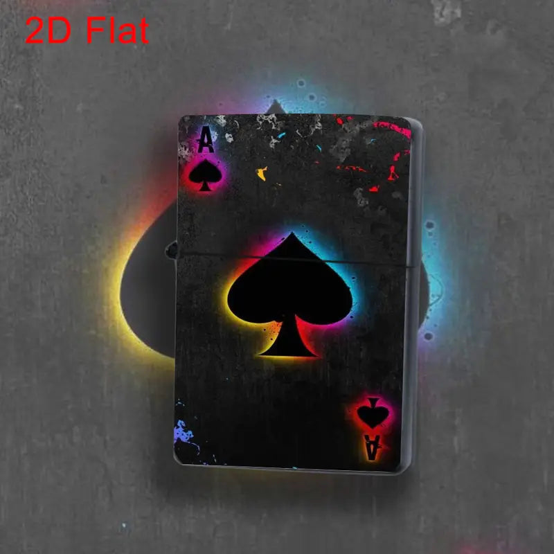 Neon Ace of Spades Metal Lighter