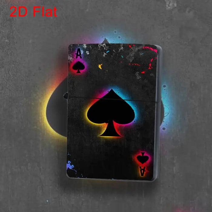 Neon Ace of Spades Metal Lighter
