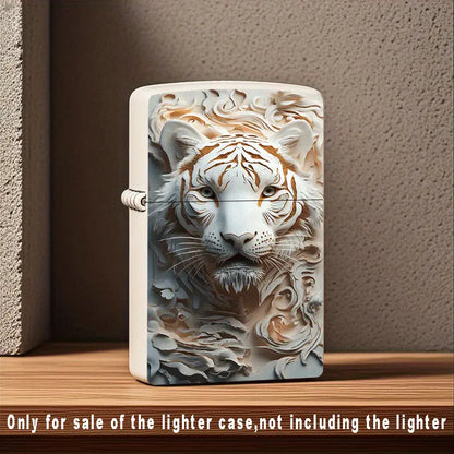 Carved Tiger Metal Lighter Case