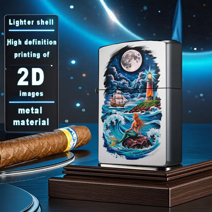 2D Retro Mermaid Moonlit Sea Lighter Shell