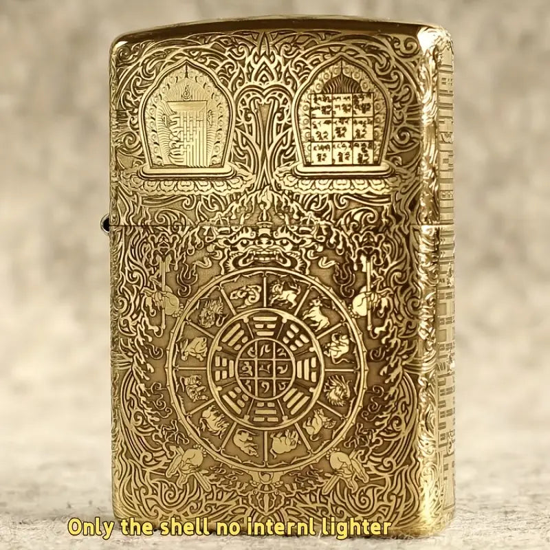 Engraved Nine Palaces and Bagua Diagram Flip Cover Lighter Shell