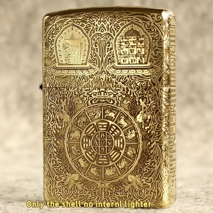 Engraved Nine Palaces and Bagua Diagram Flip Cover Lighter Shell