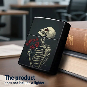 Gothic Skeleton Rose Metal Lighter Shell