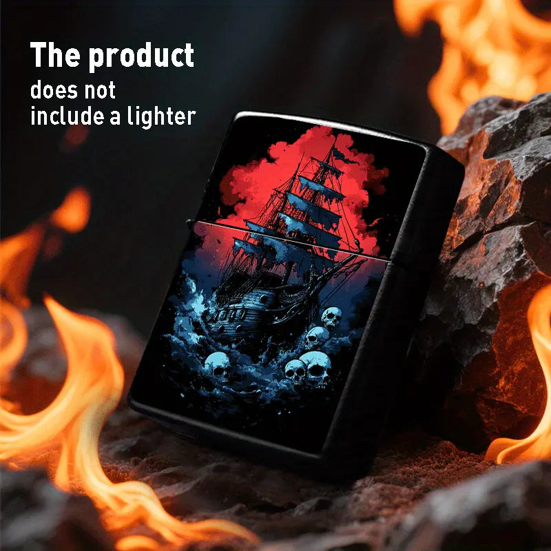Metal Pirate Ship & Skulls Lighter