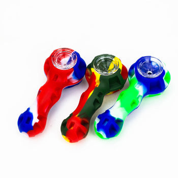 Pipe en silicone avec bol en verre et outil de dabbing