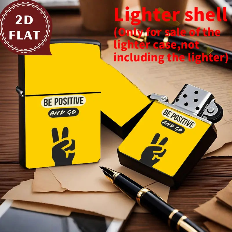Retro Inspirational Quote & Peace Sign Pattern Lighter Shell