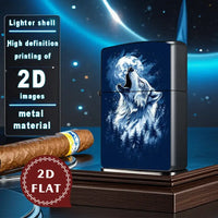 2D Flat Wolf Howling Retro Fashion Lighter Shell