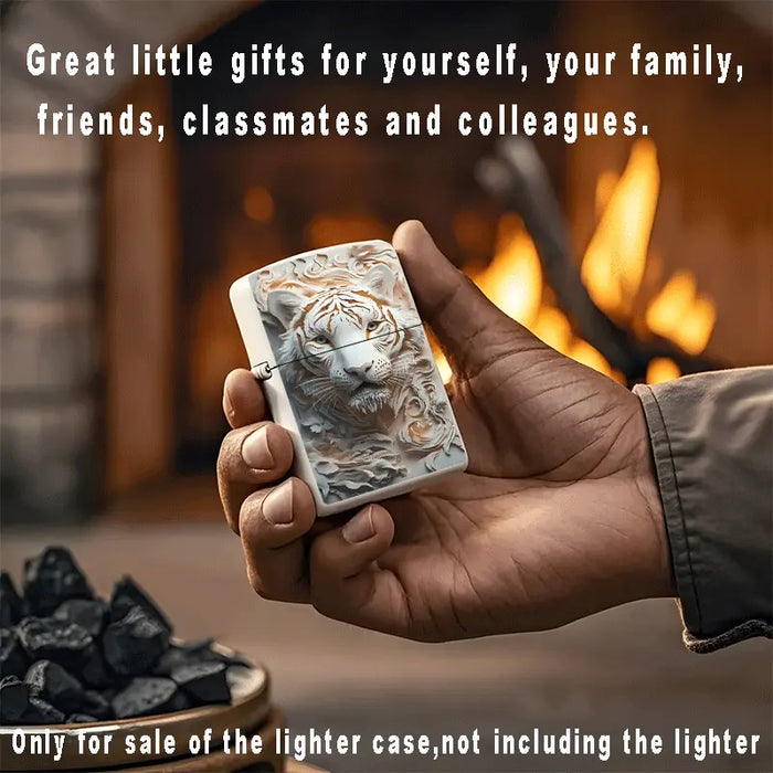 Carved Tiger Metal Lighter Case