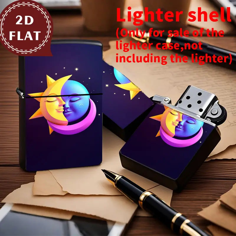 2D Flat Celestial Faces Kissing Retro Lighter Shell