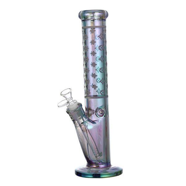 Bong en verre galvanisé avec logo de luxe de 14 pouces et 7 mm