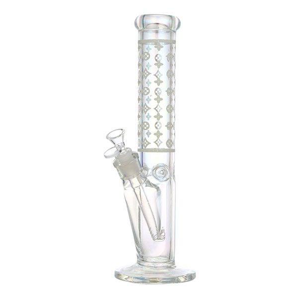 Bong en verre galvanisé avec logo de luxe de 14 pouces et 7 mm