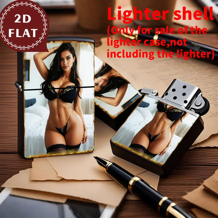 Retro Bikini Figure Beach Aluminum Lighter Shell