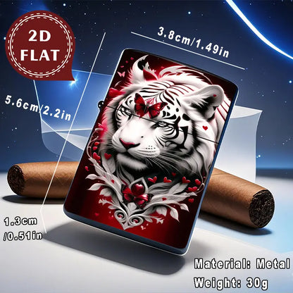 2D Flat White Tiger Retro Fashion Lighter Shell
