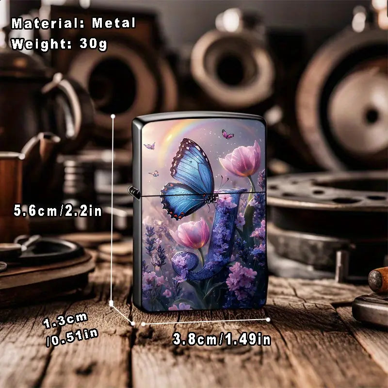2D Creative Flower Butterfly Pattern Metal Lighter Shell