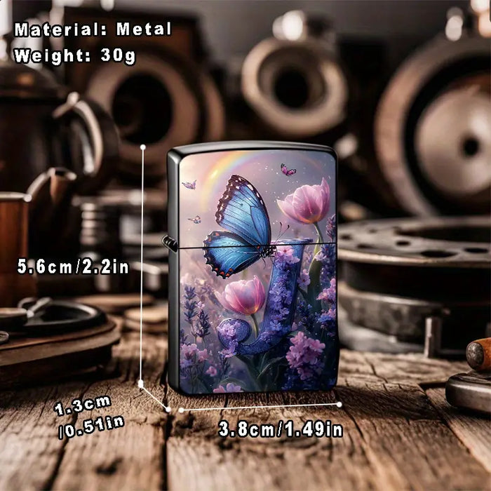 2D Creative Flower Butterfly Pattern Metal Lighter Shell