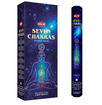HEM Seven Chakras 9″ Incense Sticks – Hex Box (20g)