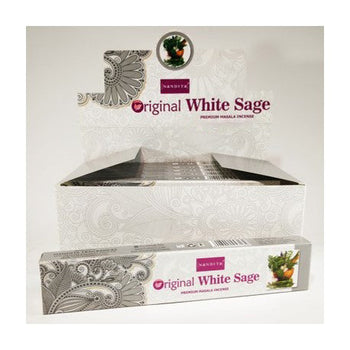 Nandita - Original White Sage Incense Natural & Organic Hand-rolled Masala Incense Sticks 15g