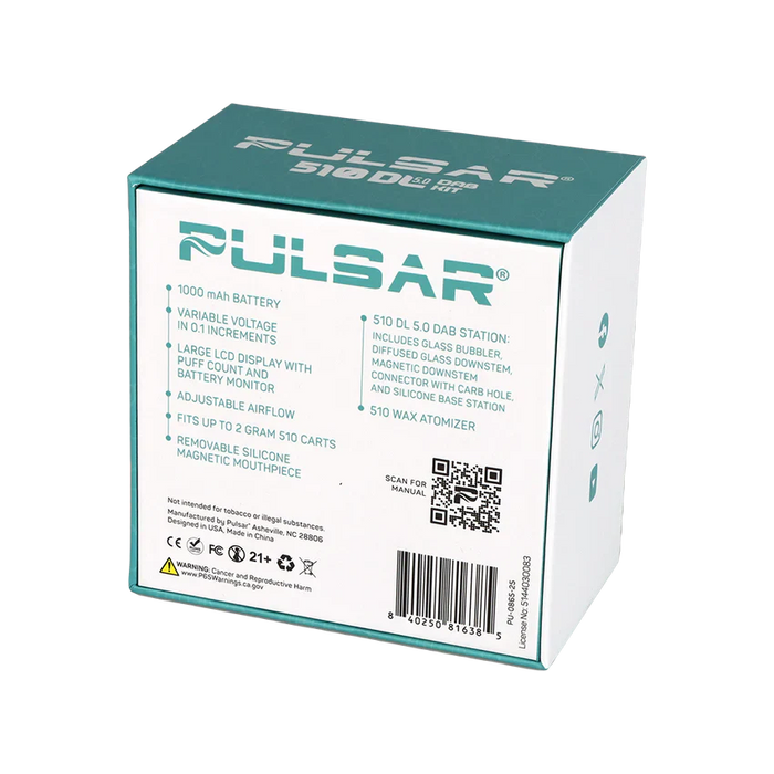 Pulsar - 510 DL 5.0 Bubbler Dab Kit w/ Wax Atomizer - Black