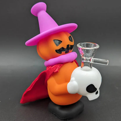 Pumpkin Witch - 6.5" Silicone Water Pipe