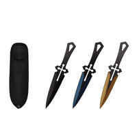 6.5″ Blue Gold Black 3-Pc Throwing Knife w/ Sheath
